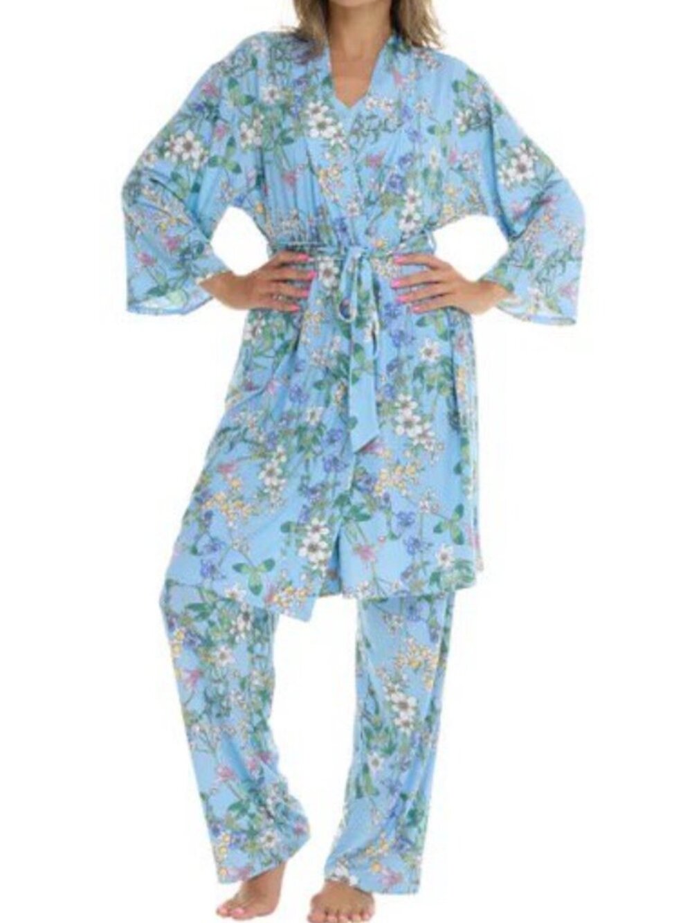 Flora Nikrooz Women's 3-piece PJ Set, Blue - Picture 2 of 16